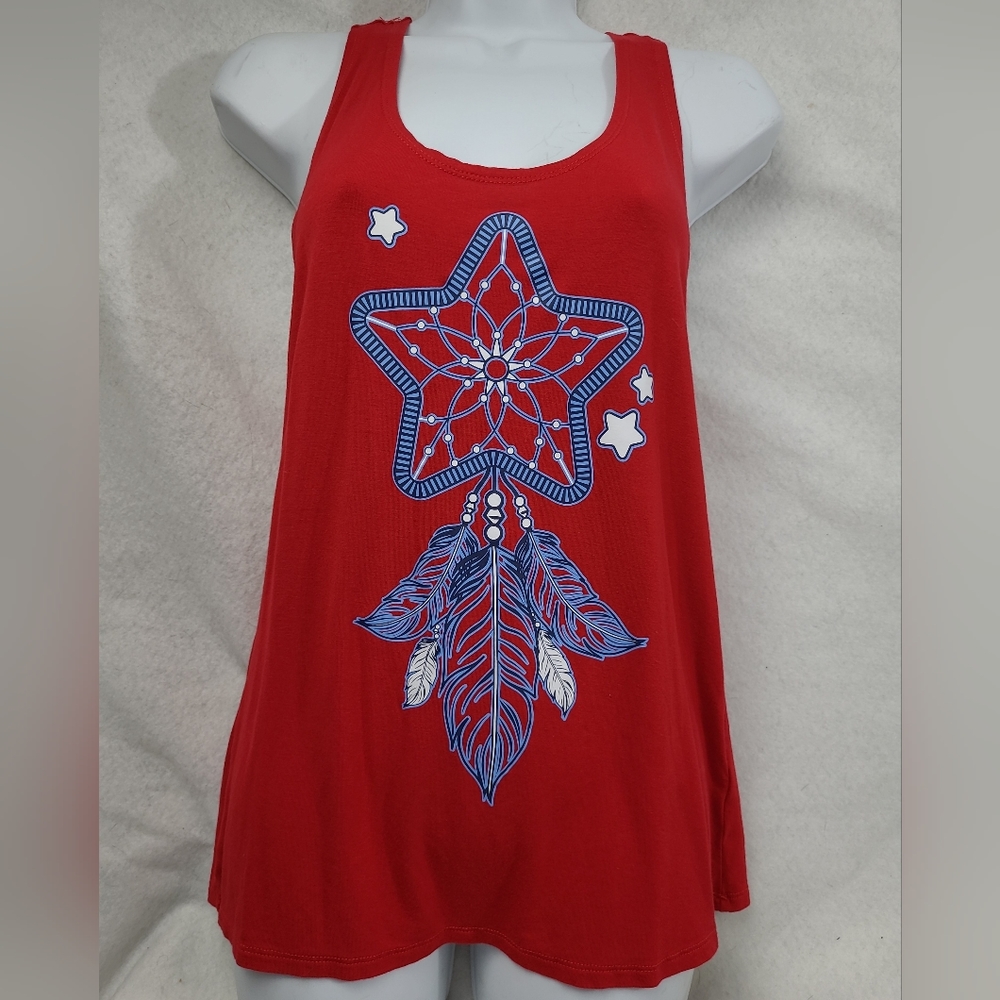 No Boundaries super soft Red white & blue Dream Catcher Tank size M.